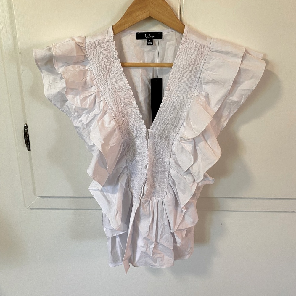 Lulus White Ruffle Top